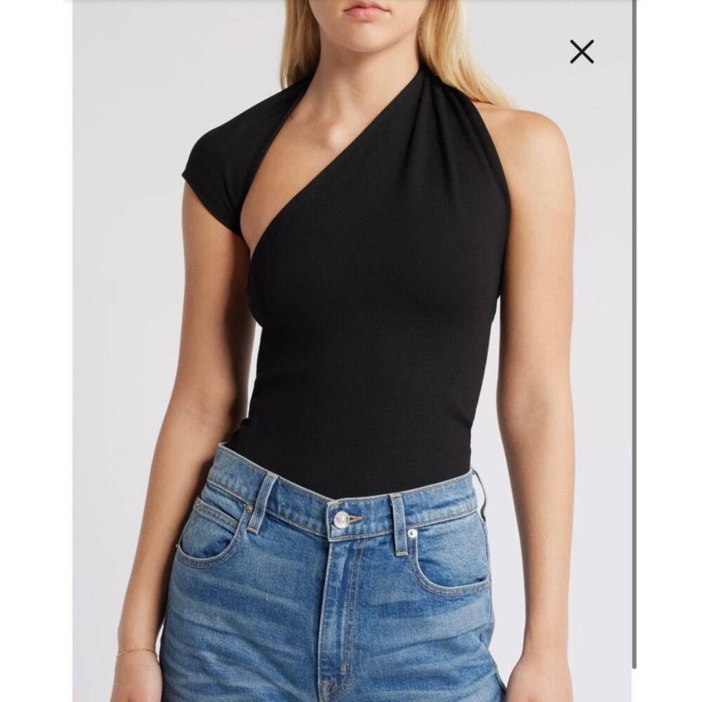 NWOT Marcella Manhattan One-Shoulder Top in Black SZ S